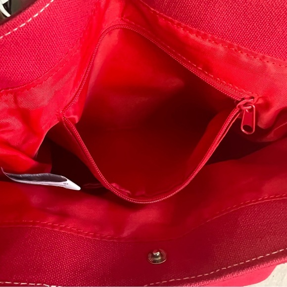Lillian Vernon 100% Cotton Canvas Mini Tote with Leather Handles Red - Picture 13 of 13
